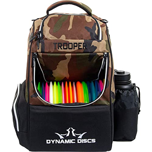 Dynamic Discs Trooper Disc Golfrucksack | Frisbee Disc Golftasche mit 18+ Scheibenkapazität | Einführung Disc Golf Rucksack | Leicht und langlebig (Woodland Camouflage)