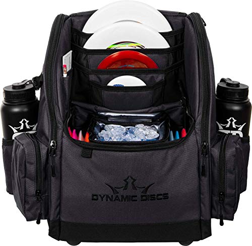 Dynamic Discs Commander Rucksack Disc Golftasche | 20 Disc Kapazität | zwei tiefe Aufbewahrungstaschen | zwei Wasserflaschenhalter | Frisbee Disc Golf Rucksack Tasche (Heather Black Cooler)